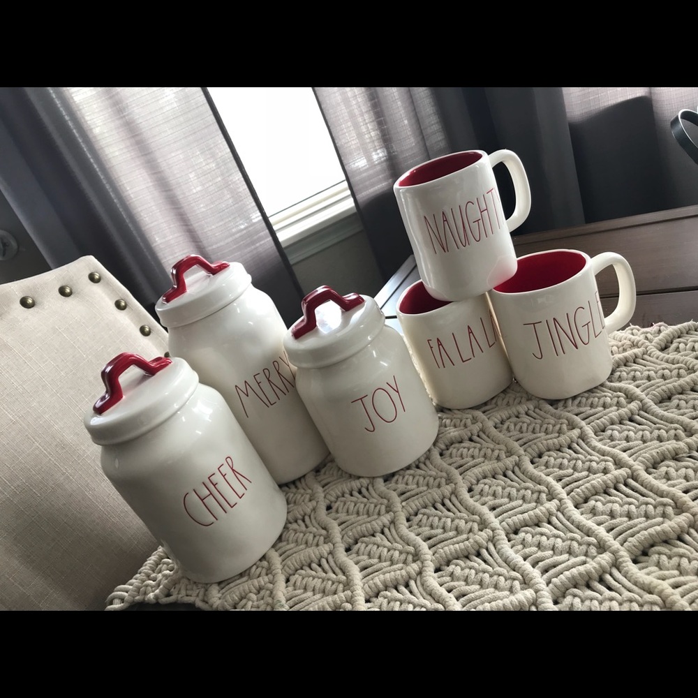 Rae Dunn Christmas Mug and Canisters